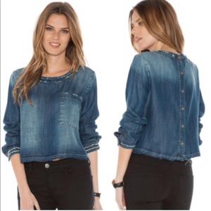 🍃💕NWT Bella Dahl Raw Edge Crop Button Back Shirt